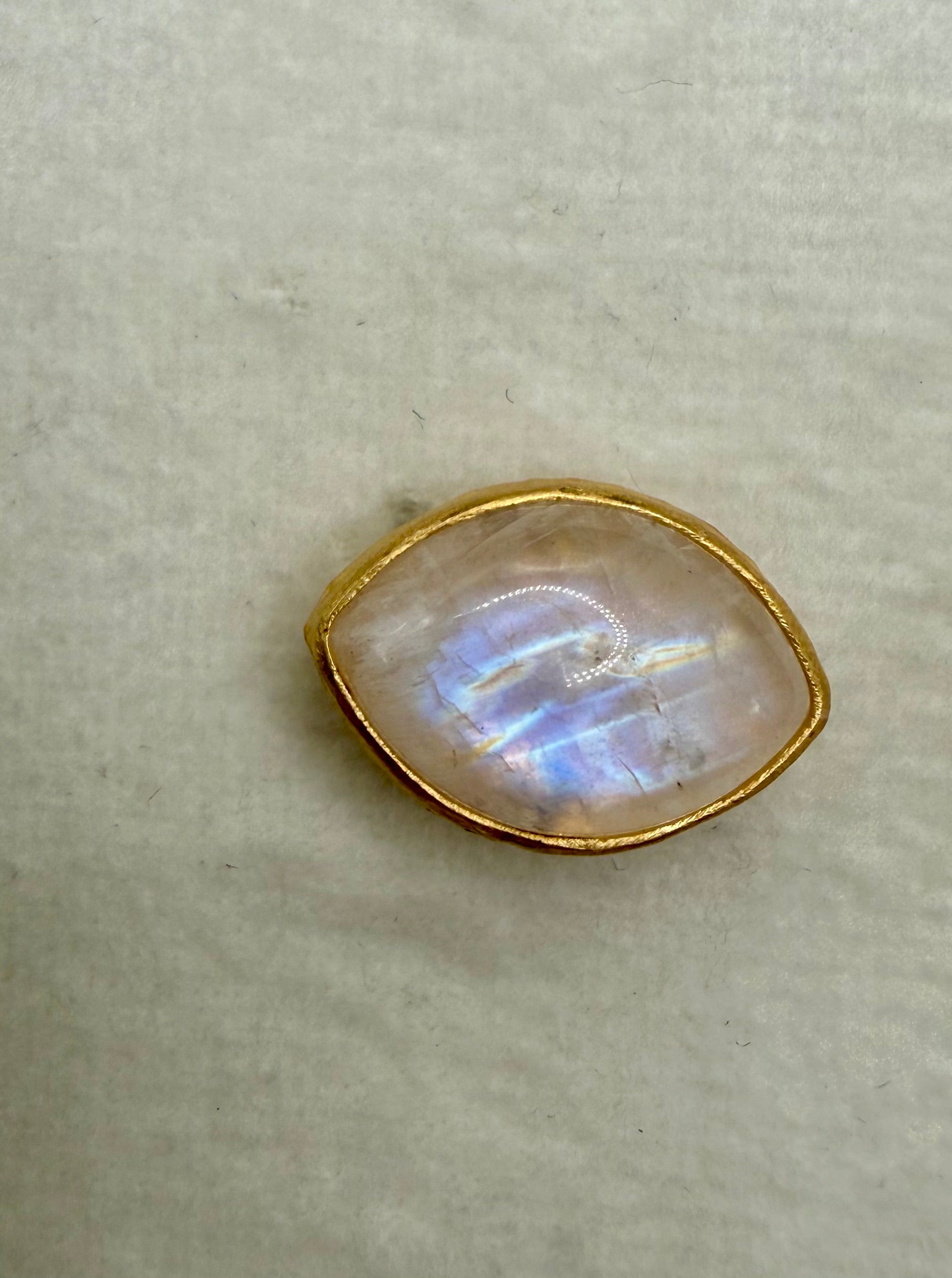 Heather Benjamin Rainbow Moonstone Elipse hat pin