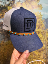 Denim dreams with genuine leather band and turquoise beads