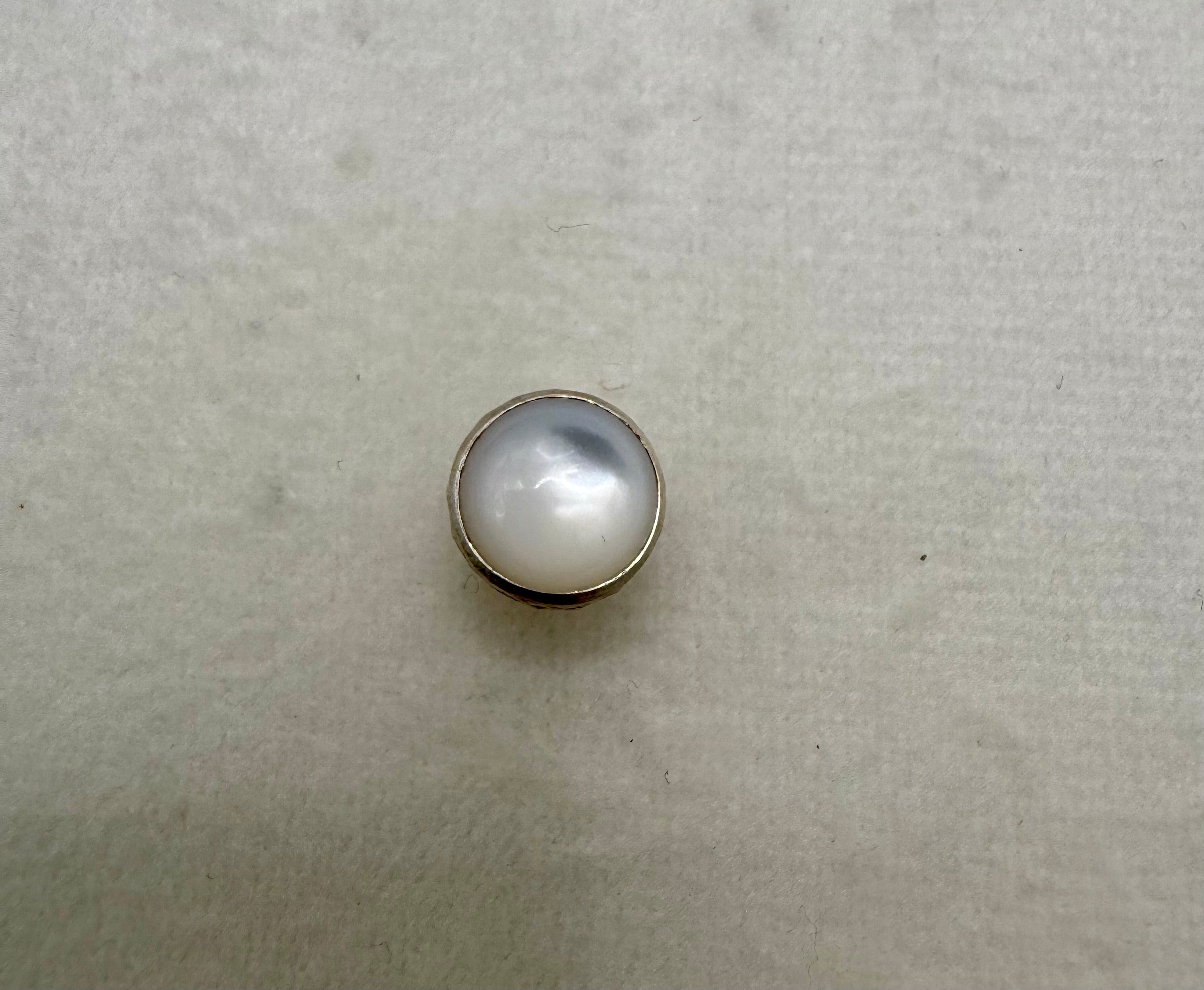 HB Round Mother of Pearl Hat Pin silver
