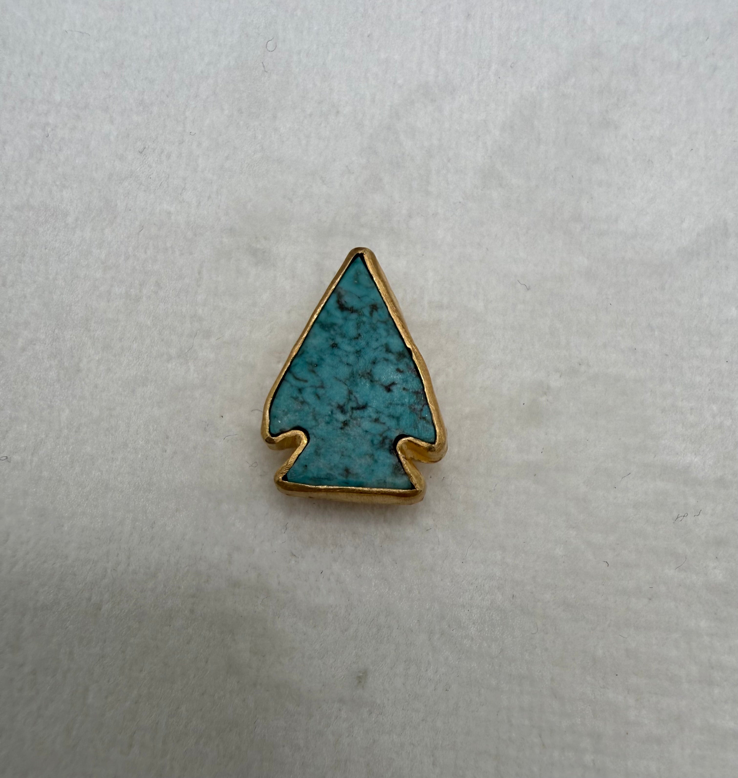 HB Turqoise/Jasper Arrowhead Pin - Gold Plated