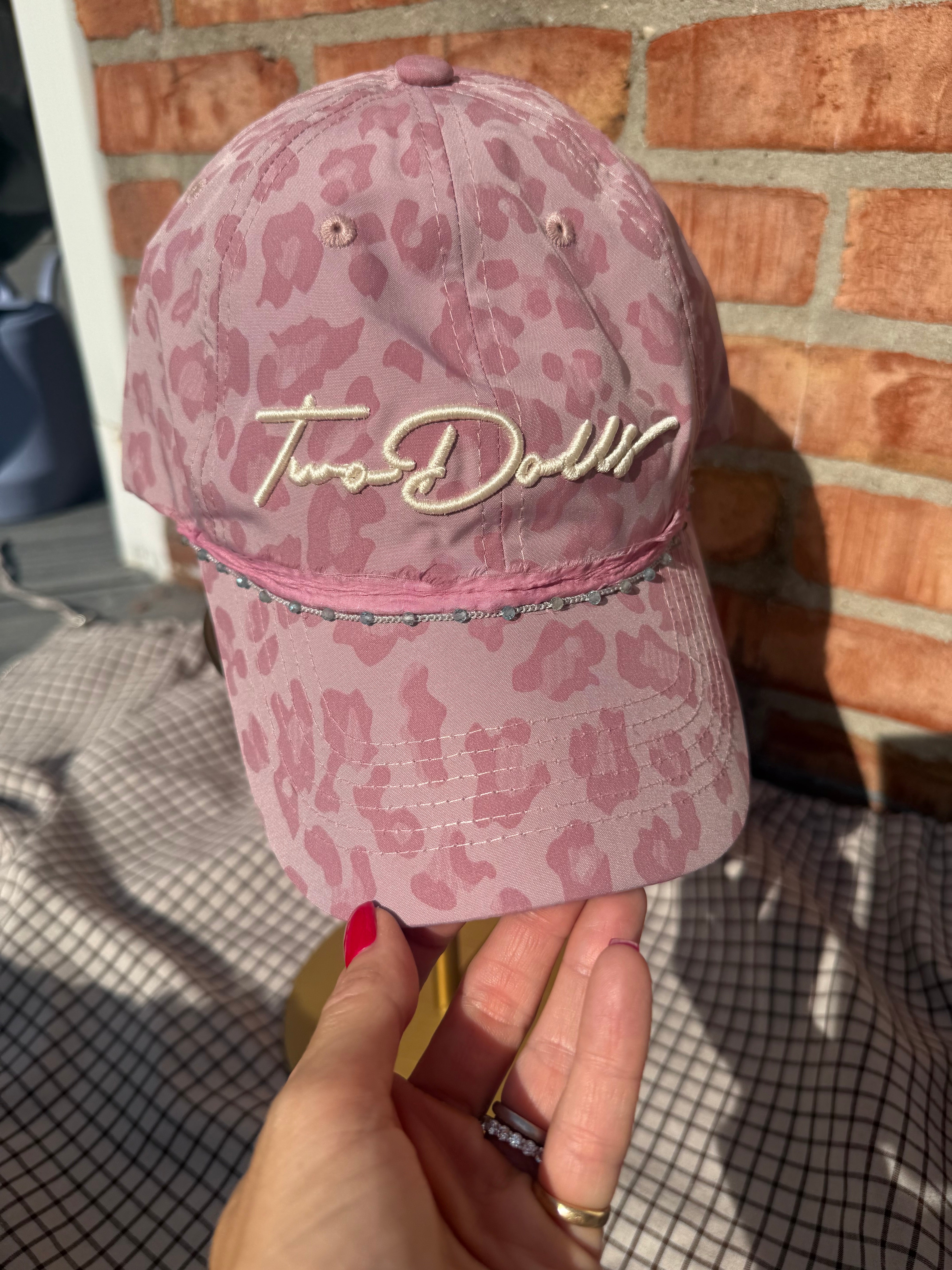 Pink cheetah print , light weight with crochet and silk bands