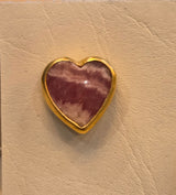 HB Rhodochrosite Heart Pin - Gold