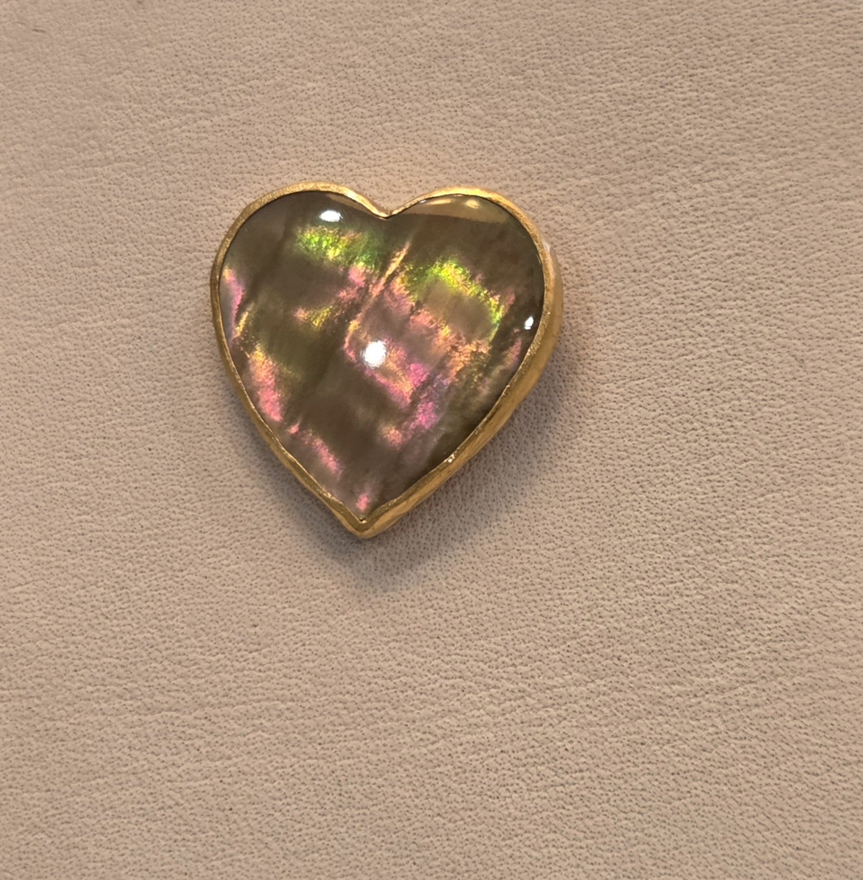 HB Mauve Shell Heart Large - Gold