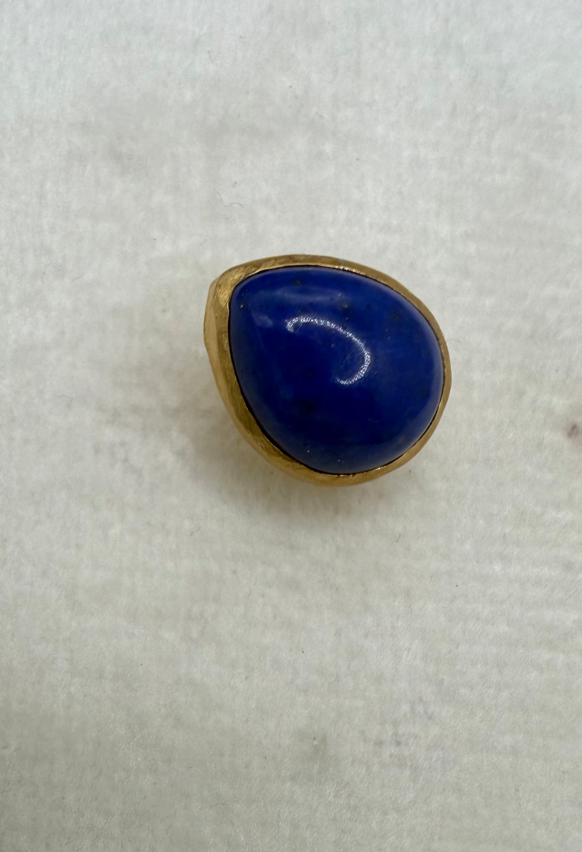 Heather Benjamin Lapis gold plated tear drop pin