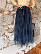 Navy Tulle skirt with black dots