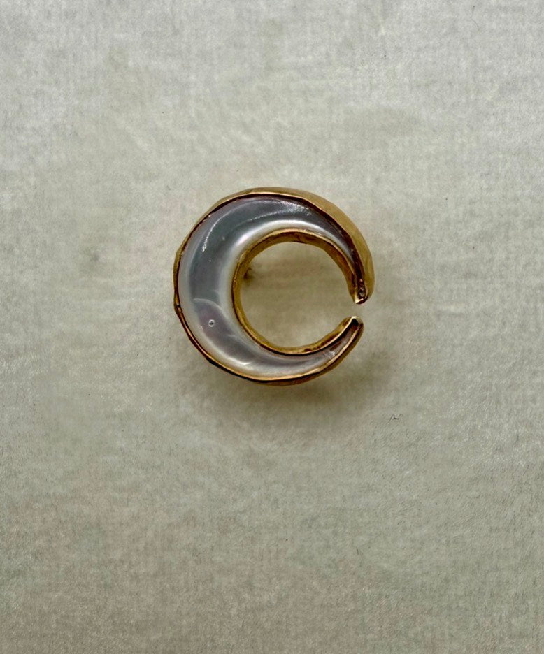 HB Mother of Pearl Crescent Moon Large - Gold Plated
